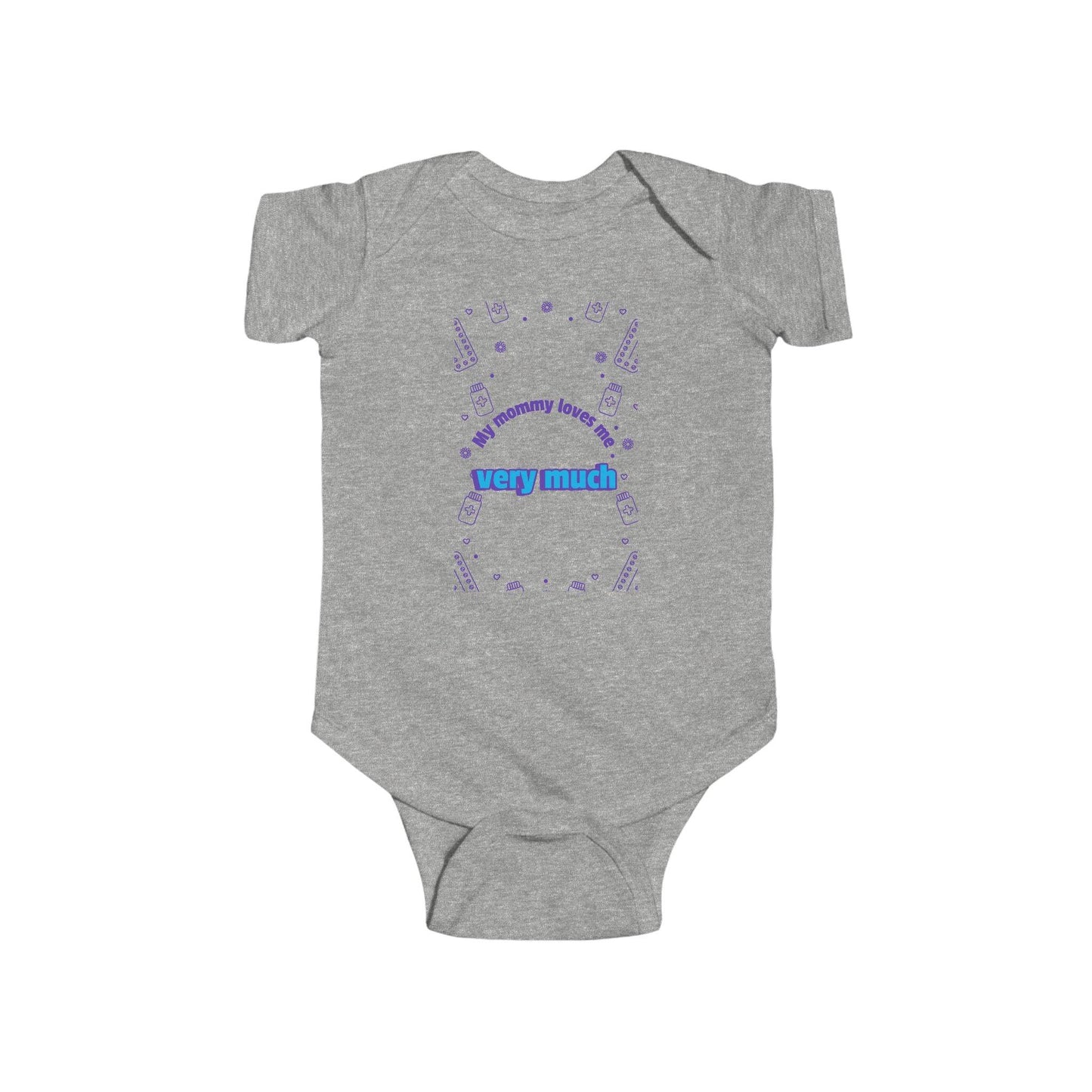 'My Mommy Loves Me Very Much' Infant Fine Jersey Bodysuit-Blue - Perissos