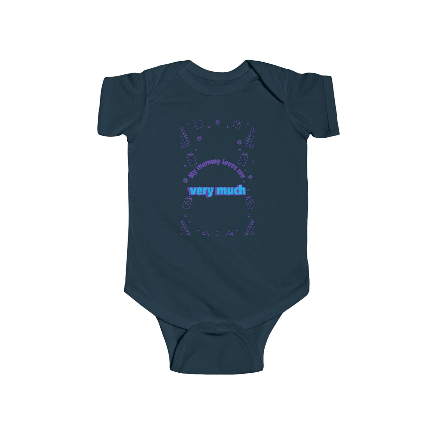 'My Mommy Loves Me Very Much' Infant Fine Jersey Bodysuit-Blue - Perissos