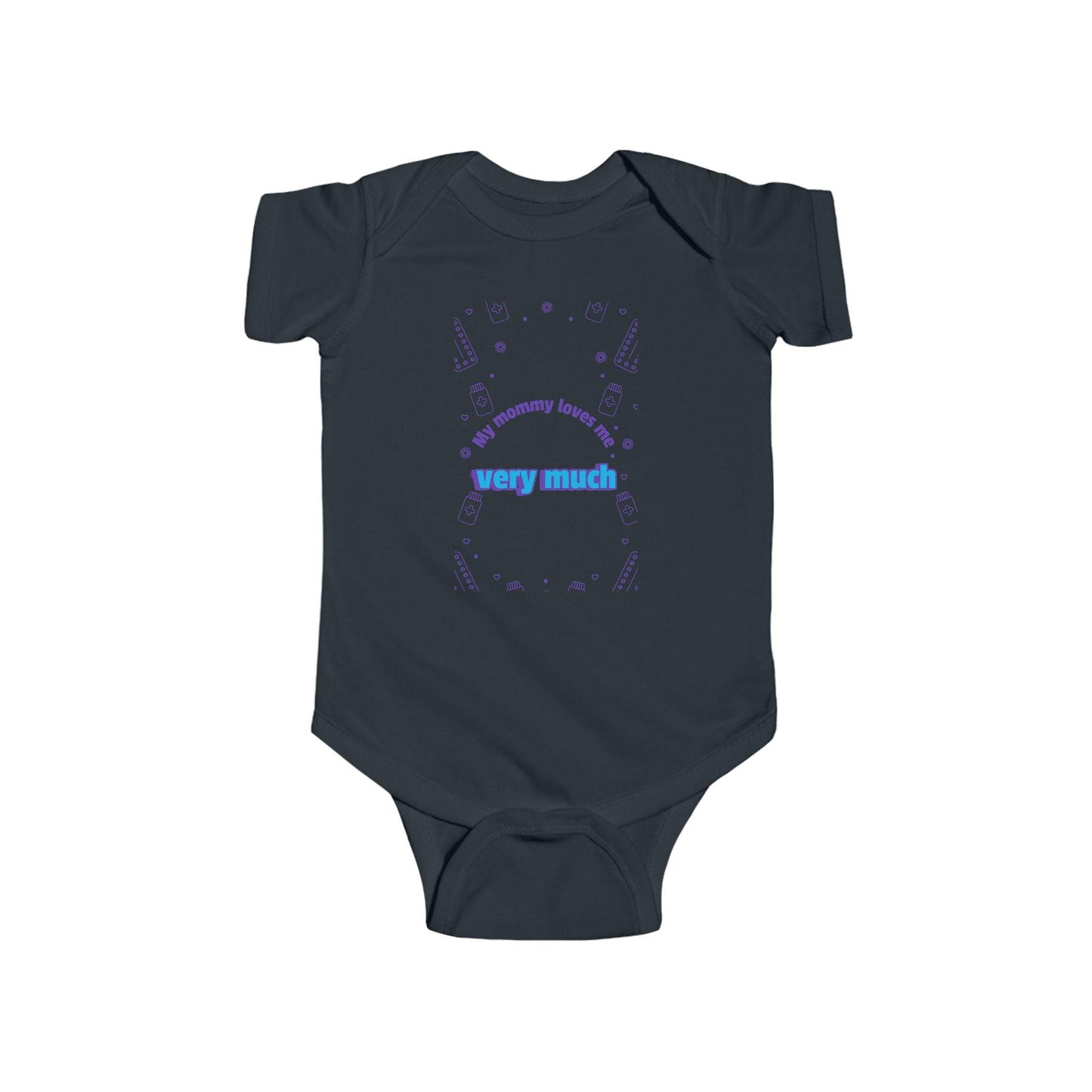 'My Mommy Loves Me Very Much' Infant Fine Jersey Bodysuit-Blue - Perissos