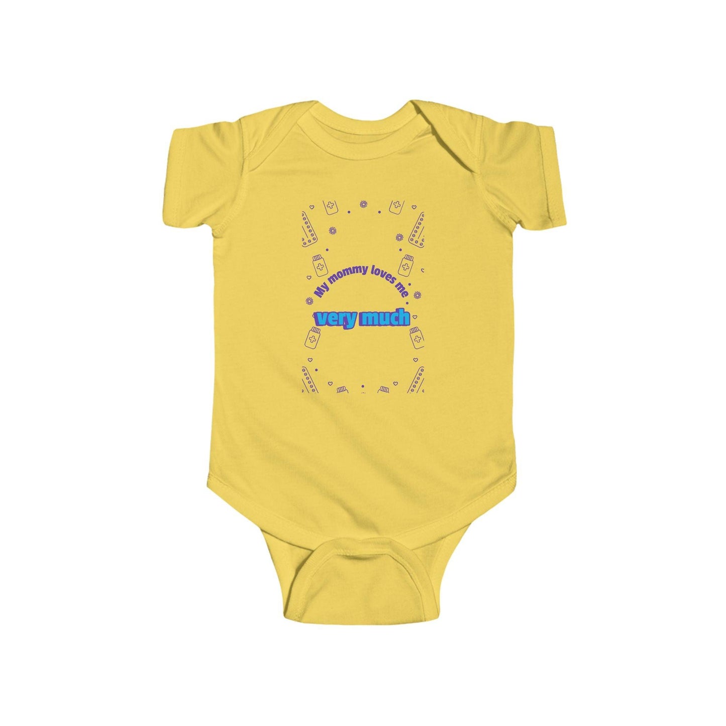 'My Mommy Loves Me Very Much' Infant Fine Jersey Bodysuit-Blue - Perissos
