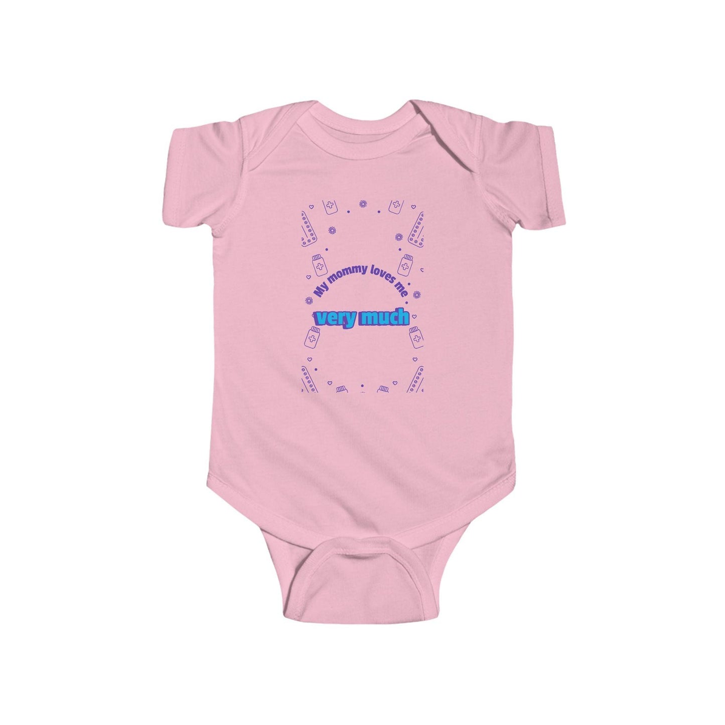 'My Mommy Loves Me Very Much' Infant Fine Jersey Bodysuit-Blue - Perissos